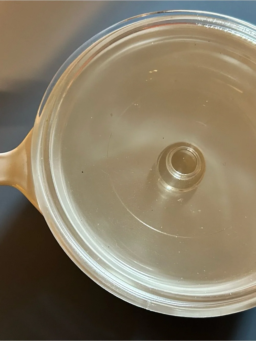 Corningware White Casserole with Blue Country House Pattern and Clear Lid